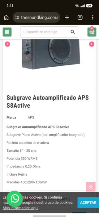 Subwoofer APS Autoamplificado 10 Negro