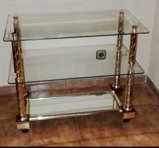 Mesa cristal 3 alturas dorada 69.5x80x45