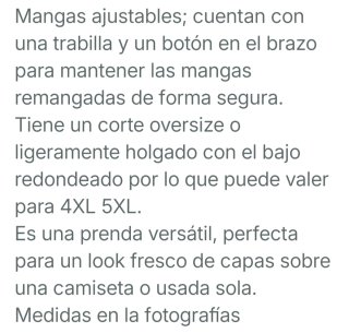 Camisa 66 cm. Sisa