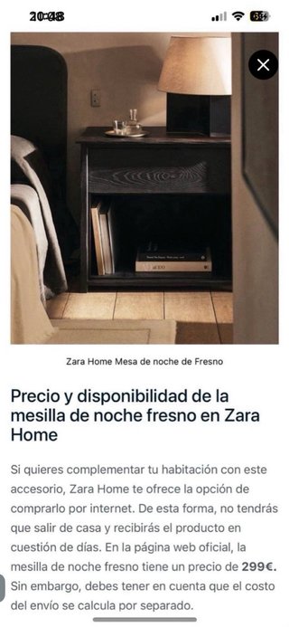 Mesa auxiliar madera Zara Home