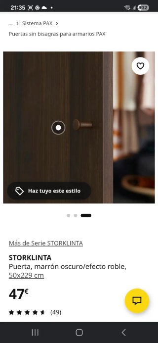 Puerta armario Ikea Storklinta efecto roble.