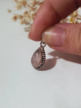 REBAJADO!!! Colgante Lágrima Cuarzo Rosa y Plata
