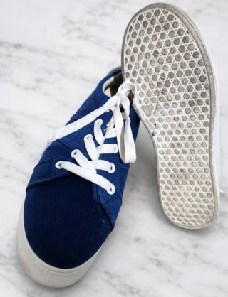 Sneakers platform blu navy con lacci bianchi, tg39