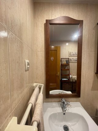 Mueble baño lavabo + espejo madera