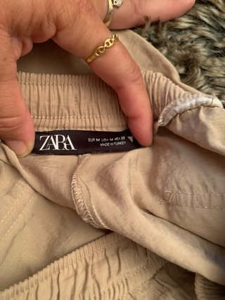 Pantalones Zara cintura elástica beige