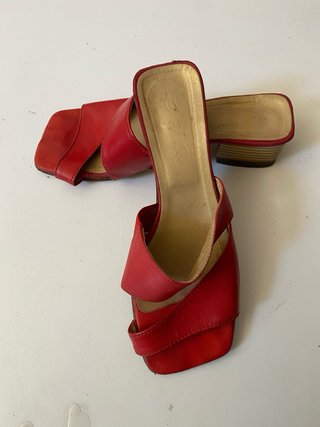 Sandali sabot vintage Eva pelle rossa