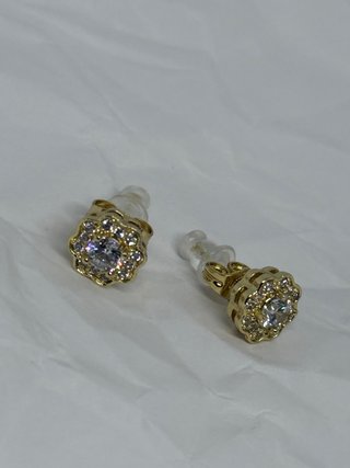 Pendientes Flor Oro Laminado 14k Circonitas