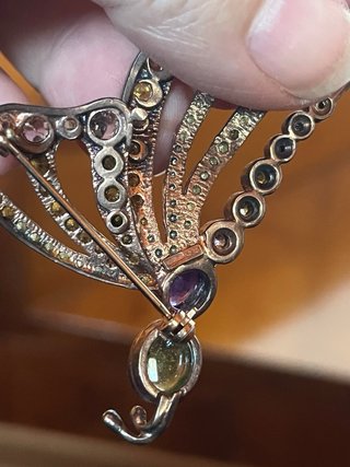 Spilla vintage argento e pietre dure
