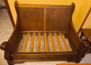 Juego sofás 3+2+1 (piel de búfalo y madera maciza)