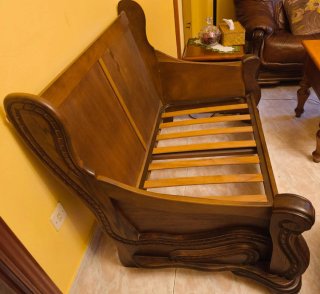 Juego sofás 3+2+1 (piel de búfalo y madera maciza)