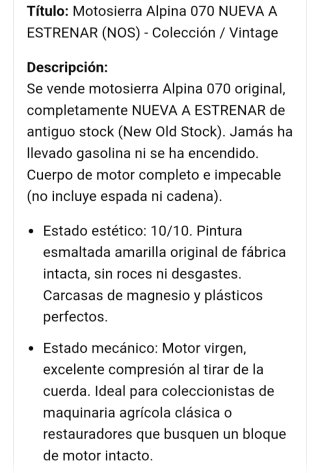 Motosierra Alpina 070 Nueva