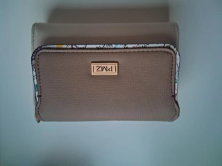Monedero Tarjetero PMZ Beige y Dorado