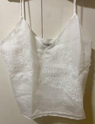 Blusa Mango Blanca Encaje