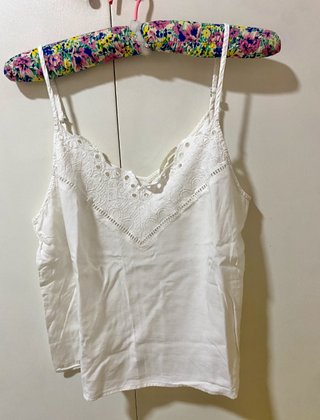 Blusa Mango Blanca Encaje