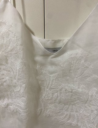 Blusa Mango Blanca Encaje
