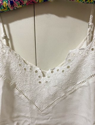 Blusa Mango Blanca Encaje