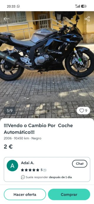Hyosung GT250R Negra y Gris
