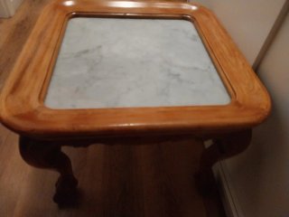 Tavolo ausiliario in legno e marmo