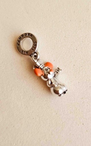 Pandora Charm Ratón Naranja y Plata