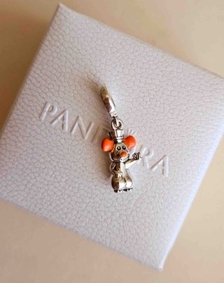 Pandora Charm Ratón Naranja y Plata
