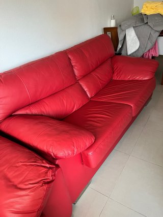 Conjunto de 2 sofás de piel roja