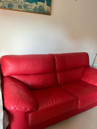 Conjunto de 2 sofás de piel roja