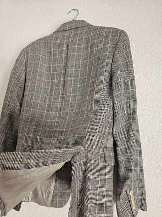 2x Americana hombre cuadros beige y gris