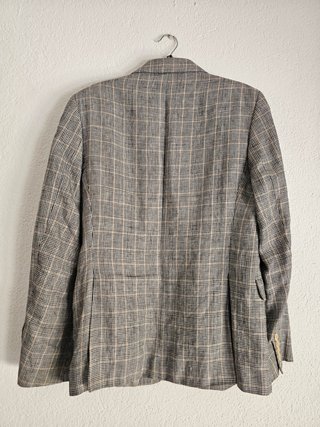 2x Americana hombre cuadros beige y gris