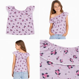 Camiseta niña rosa con volantes