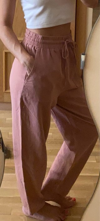 Pantalones de viscosa, algodón y lino talla 36
