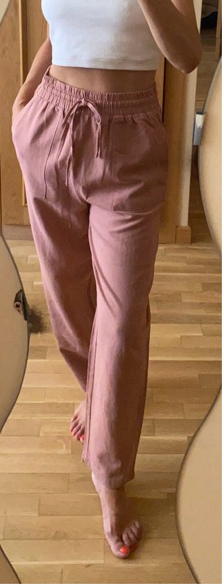 Pantalones de viscosa, algodón y lino talla 36