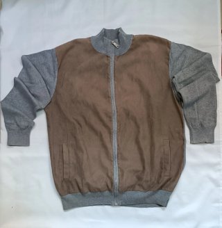 Chaqueta combinada gris y marrón