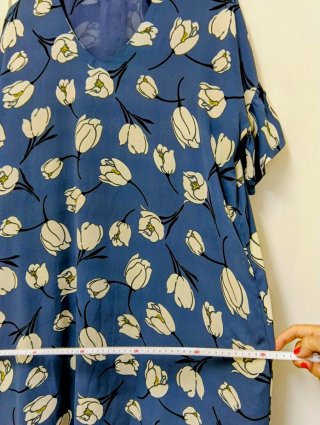 Vestido El Corte Ingles azul c/flores blancas T/52