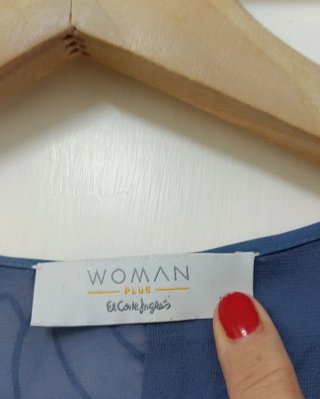 Vestido El Corte Ingles azul c/flores blancas T/52