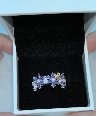 Anillo Pandora Mariposas Moradas y Doradas