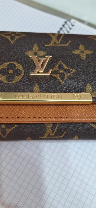 Portafoglio Louis Vuitton marrone e oro