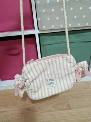Bolso Zara niña candy rosa y blanco