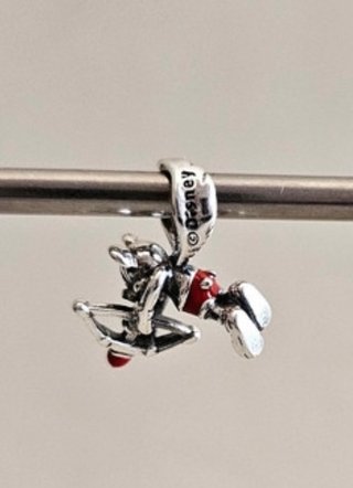 Pandora Charm Cupido Esqueleto Rojo Plata