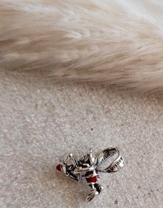 Pandora Charm Cupido Esqueleto Rojo Plata