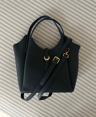 Borsa vera pelle blu mano/tracolla