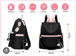Mochila JINGPIN Negra y Rosa