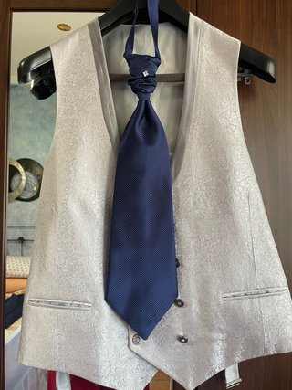 Traje Novio Chaleco Corbatin Cuello Mao Azul Arlo