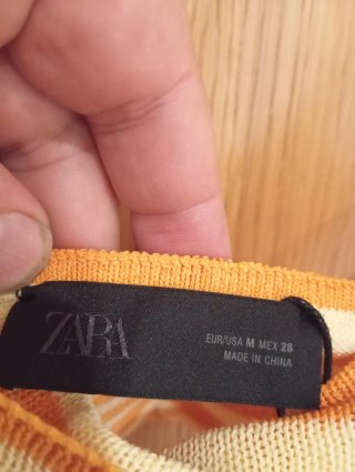 Top Zara Rayas Naranja y Amarillo Talla M
