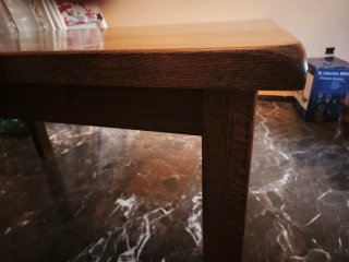 Mesa de comedor de madera maciza nogal con cristal