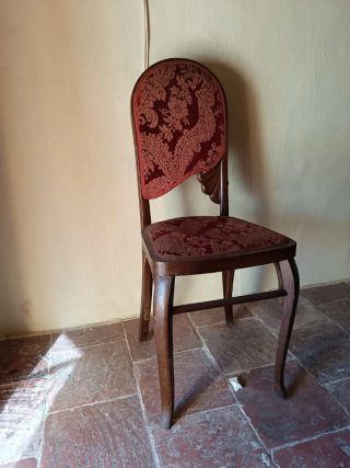 4 sillas vintage tela y madera