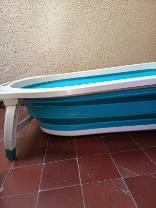 Bañera Plegable Bebé Azul y Blanca