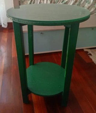 Mesa auxiliar redonda verde y cristal