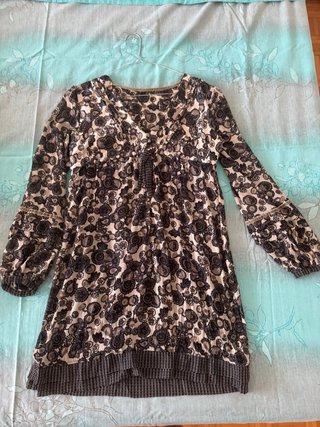 Abito fantasia beige e nero
