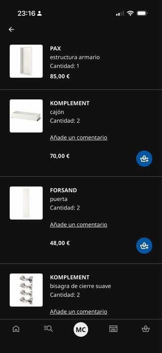 Armario PAX Ikea Blanco con Accesorios