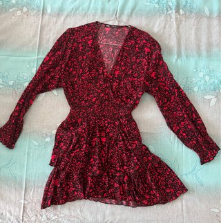 Abito Zara rosso e nero fantasia